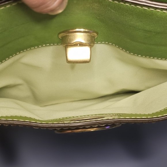 [COACH] Unique Green Leather Satchel ☆ Over the Shoulder Purse 👜 - Picture 6 of 15